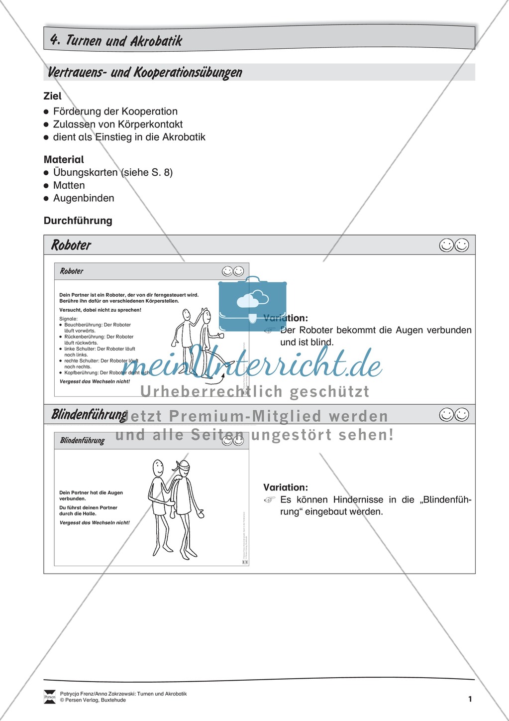 Turnen / Akrobatik: Übungen zur Vertrauensförderung Preview 1