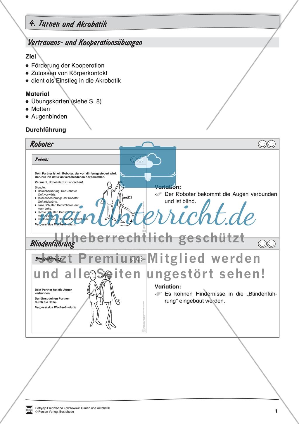 Turnen / Akrobatik: Übungen zur Vertrauensförderung Preview 1