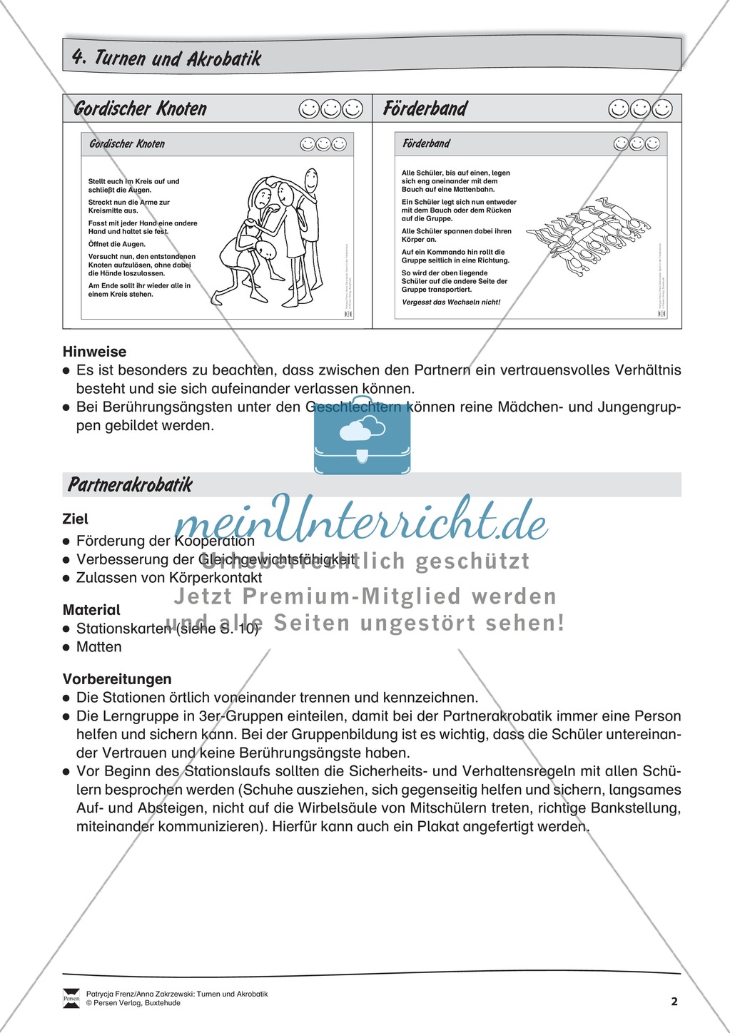 Turnen / Akrobatik: Übungen zur Vertrauensförderung Preview 2