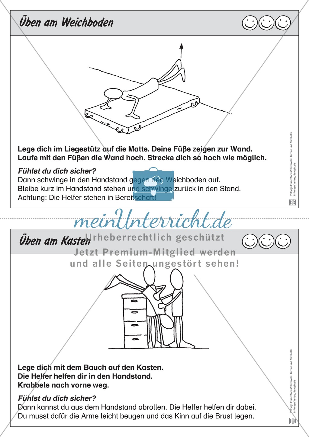 Turnen / Akrobatik: Handstand an Stationen üben. Preview 3