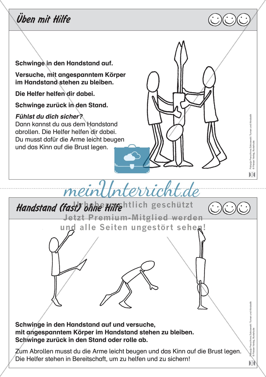Turnen / Akrobatik: Handstand an Stationen üben. Preview 4