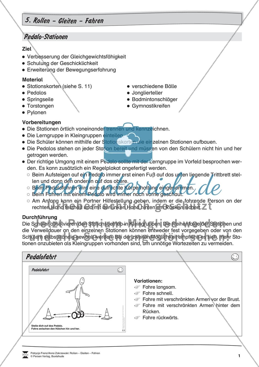 Stationentraining zum Pedalo-Fahren. Mit Übungsanleitungen. Preview 1