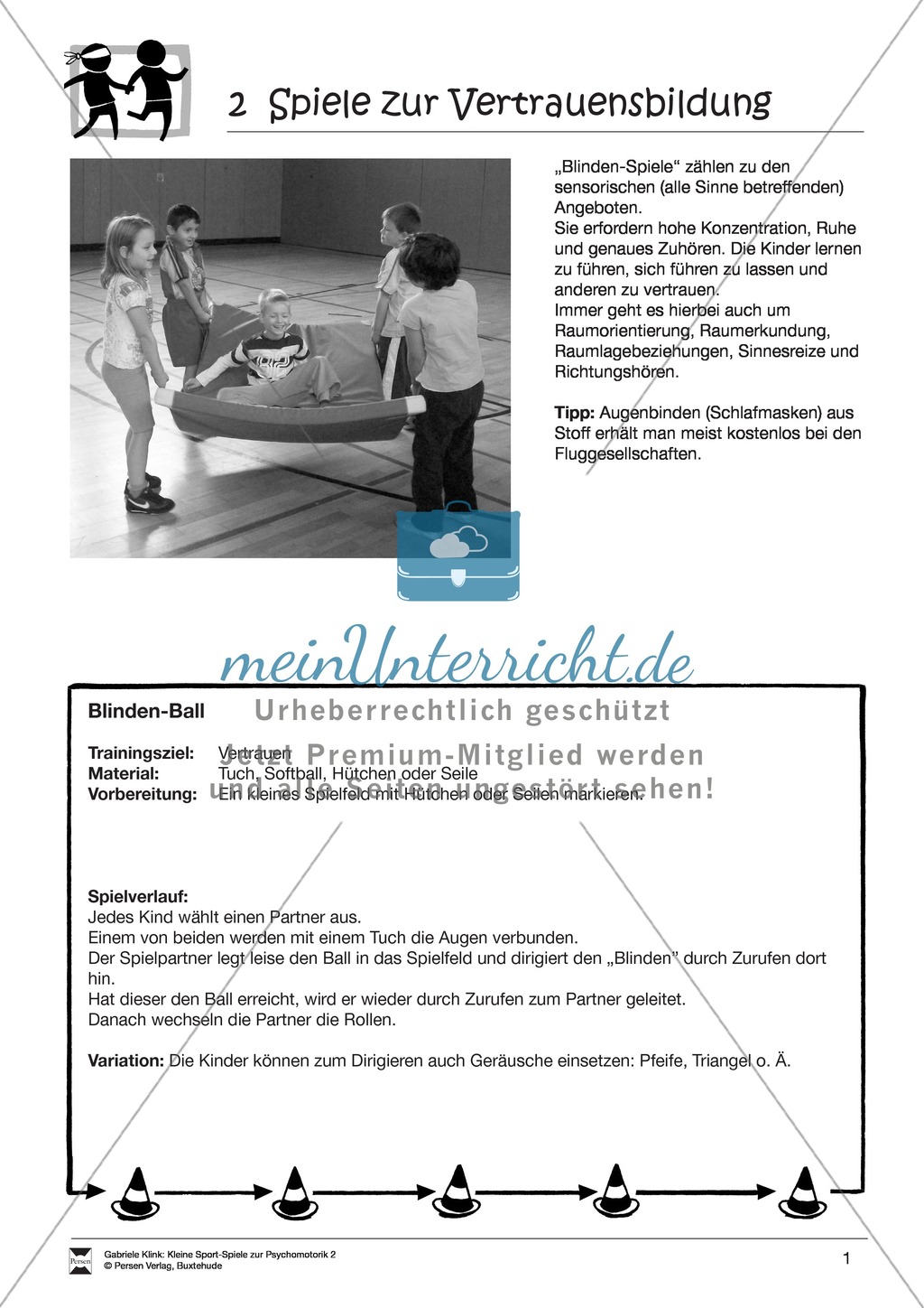 Verschiedene kleine Sportspiele zur Vertrauensbildung: