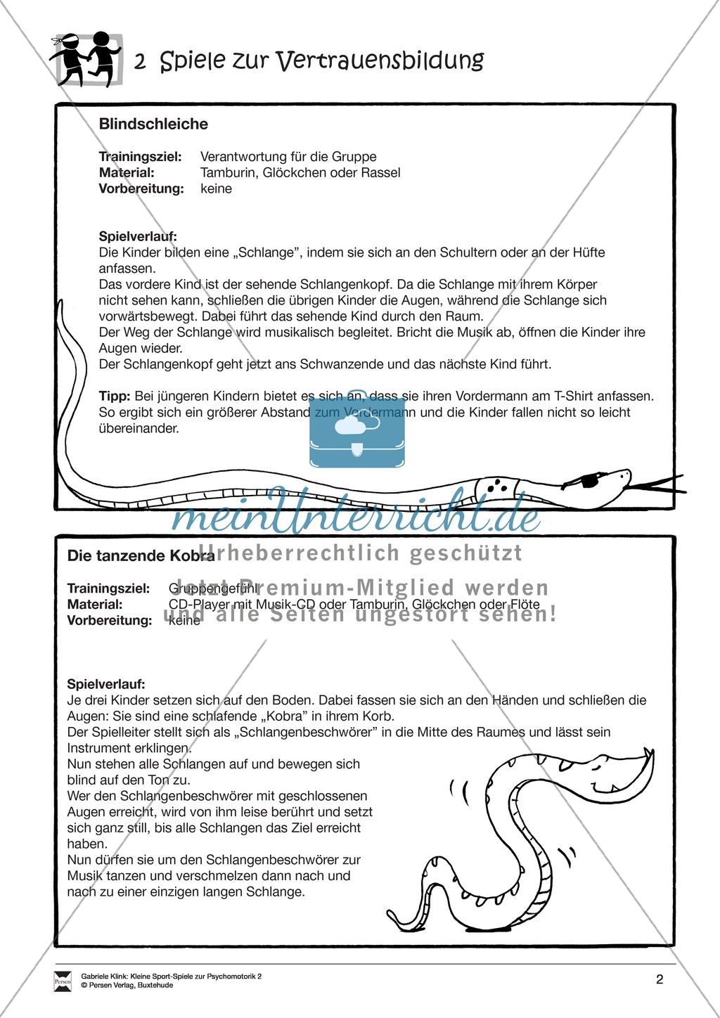 Verschiedene kleine Sportspiele zur Vertrauensbildung: