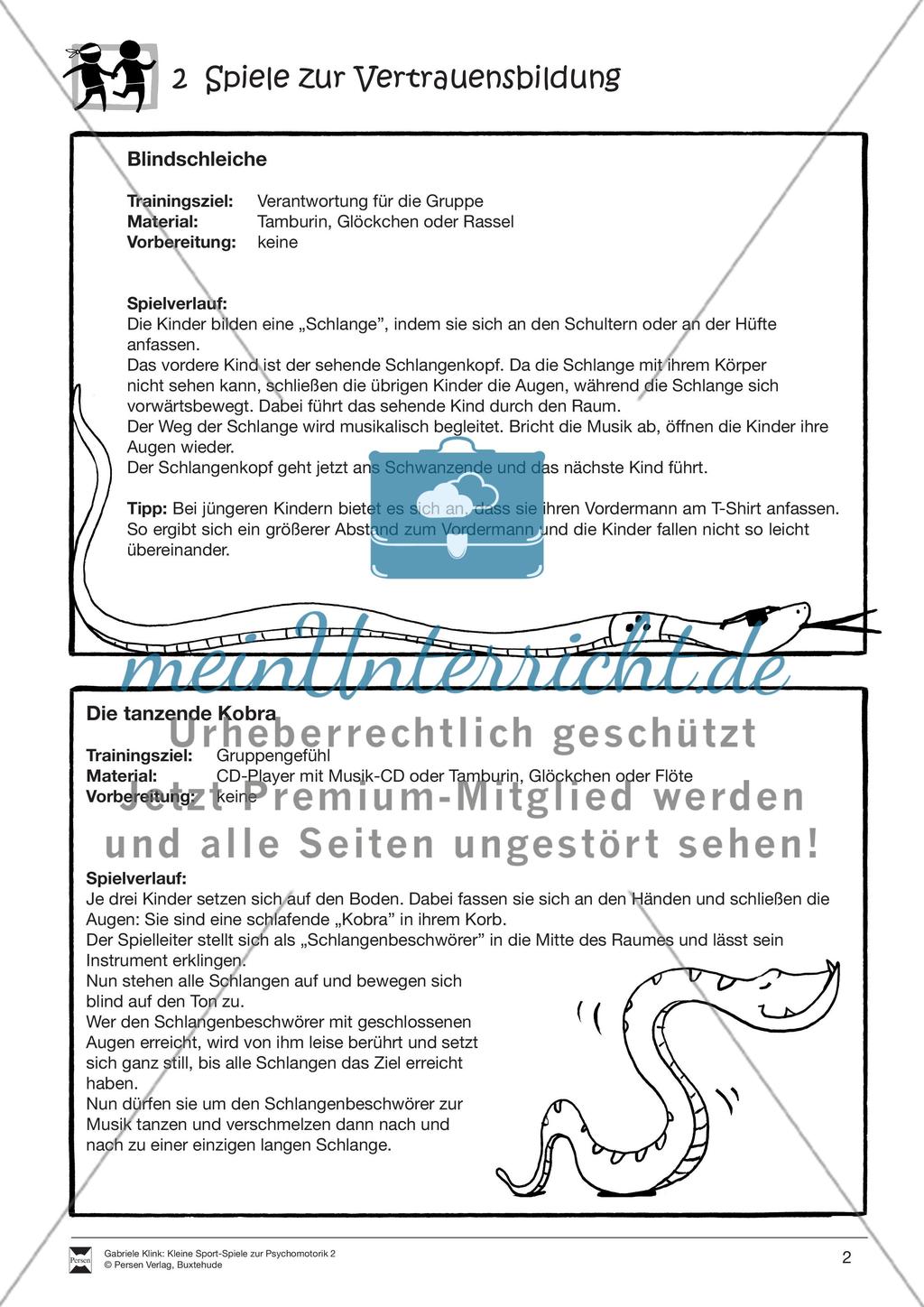 Verschiedene kleine Sportspiele zur Vertrauensbildung: