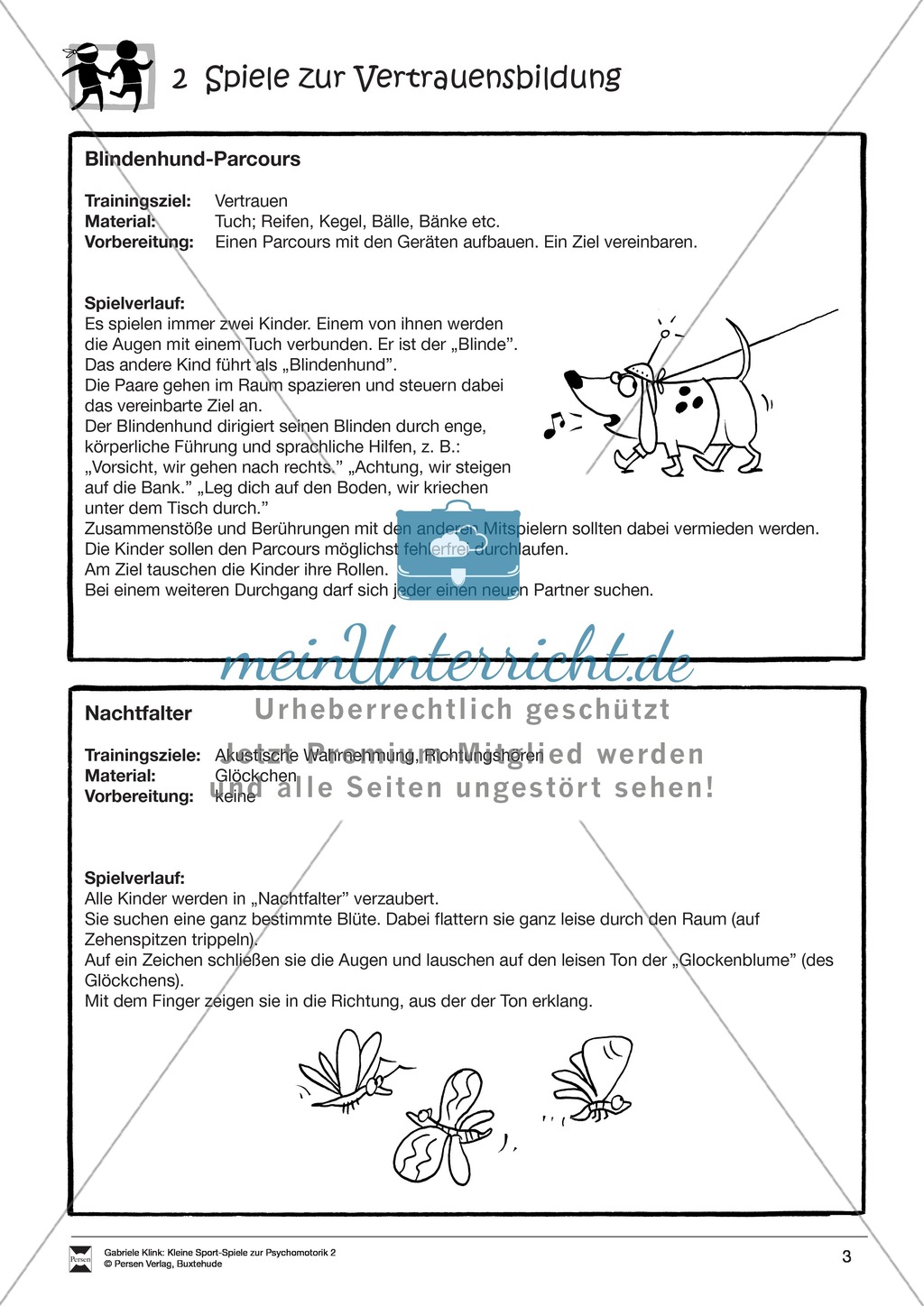 Verschiedene kleine Sportspiele zur Vertrauensbildung: