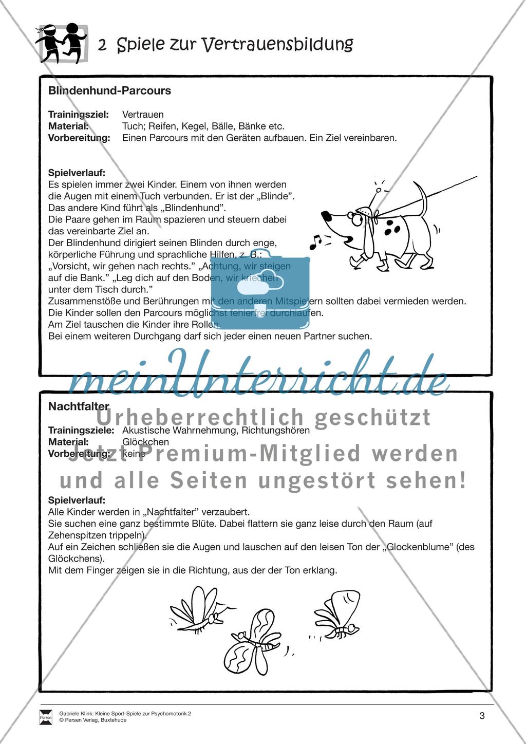 Verschiedene kleine Sportspiele zur Vertrauensbildung: