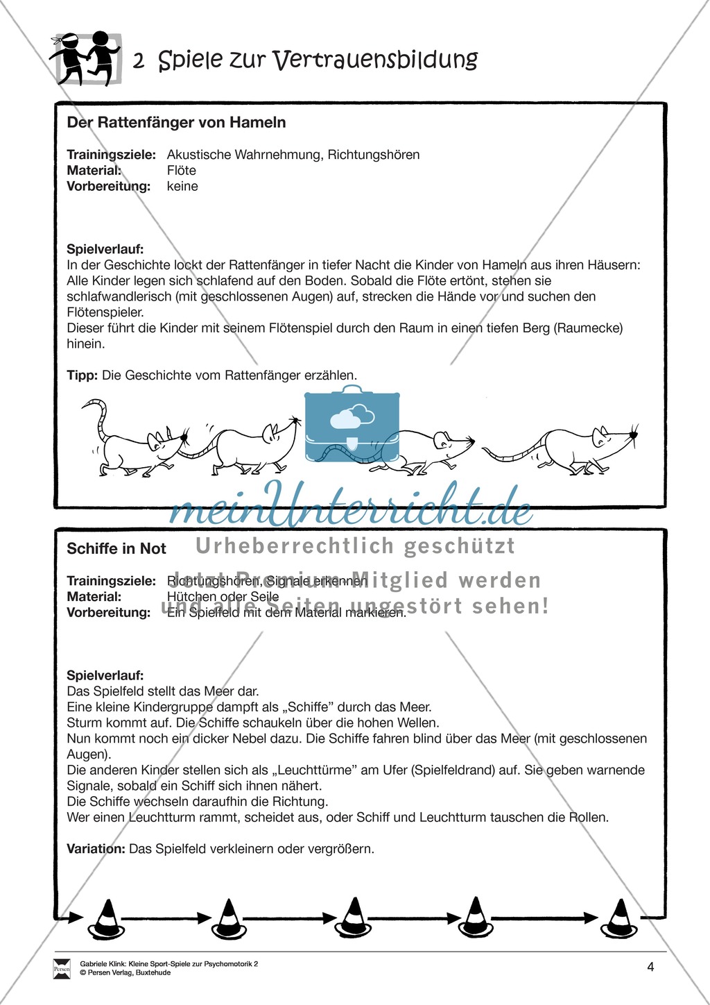 Verschiedene kleine Sportspiele zur Vertrauensbildung: