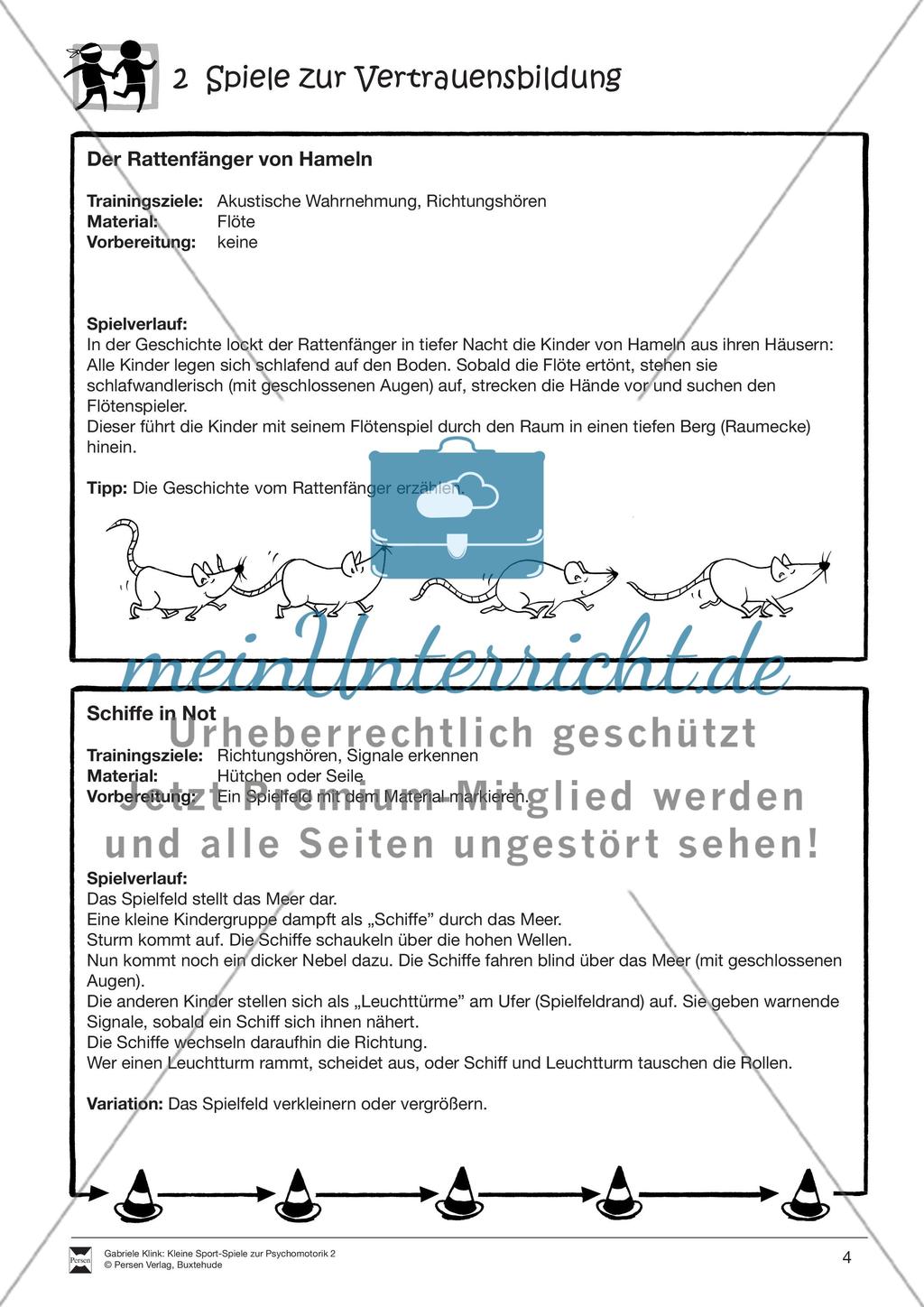 Verschiedene kleine Sportspiele zur Vertrauensbildung: