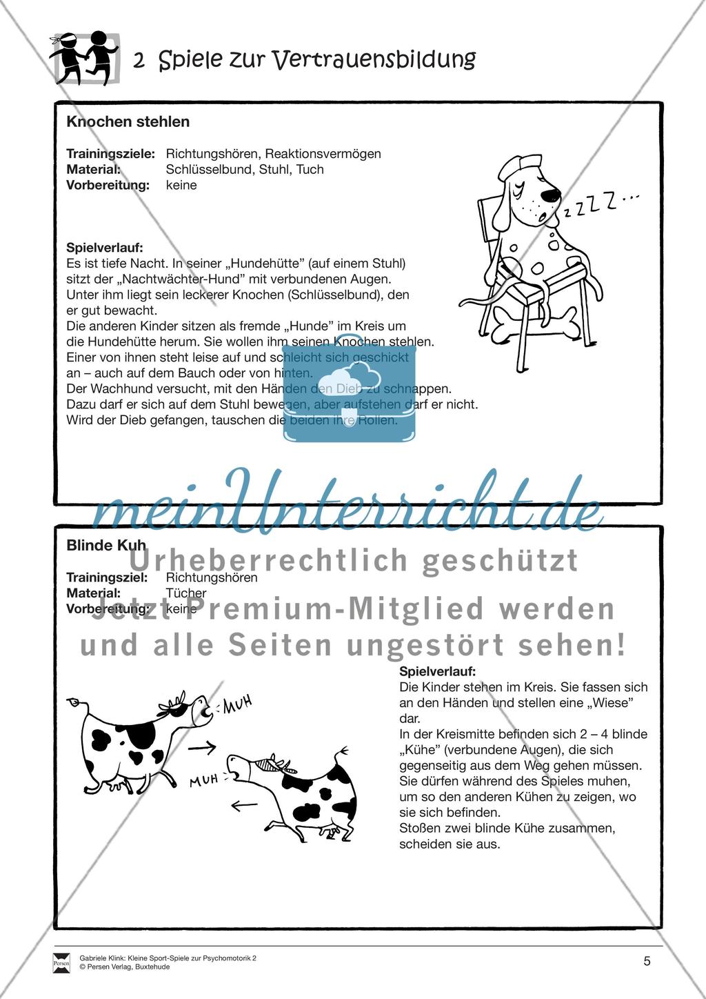 Verschiedene kleine Sportspiele zur Vertrauensbildung: