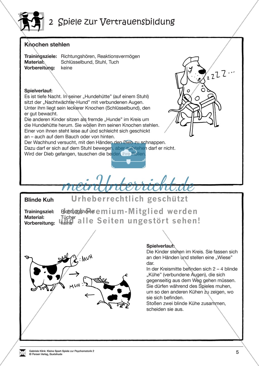 Verschiedene kleine Sportspiele zur Vertrauensbildung: