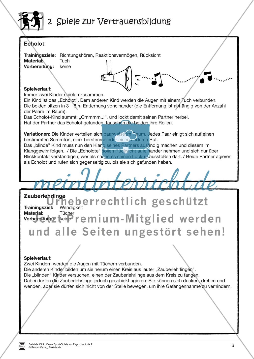 Verschiedene kleine Sportspiele zur Vertrauensbildung: