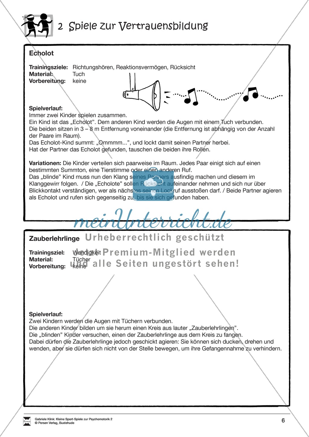 Verschiedene kleine Sportspiele zur Vertrauensbildung: