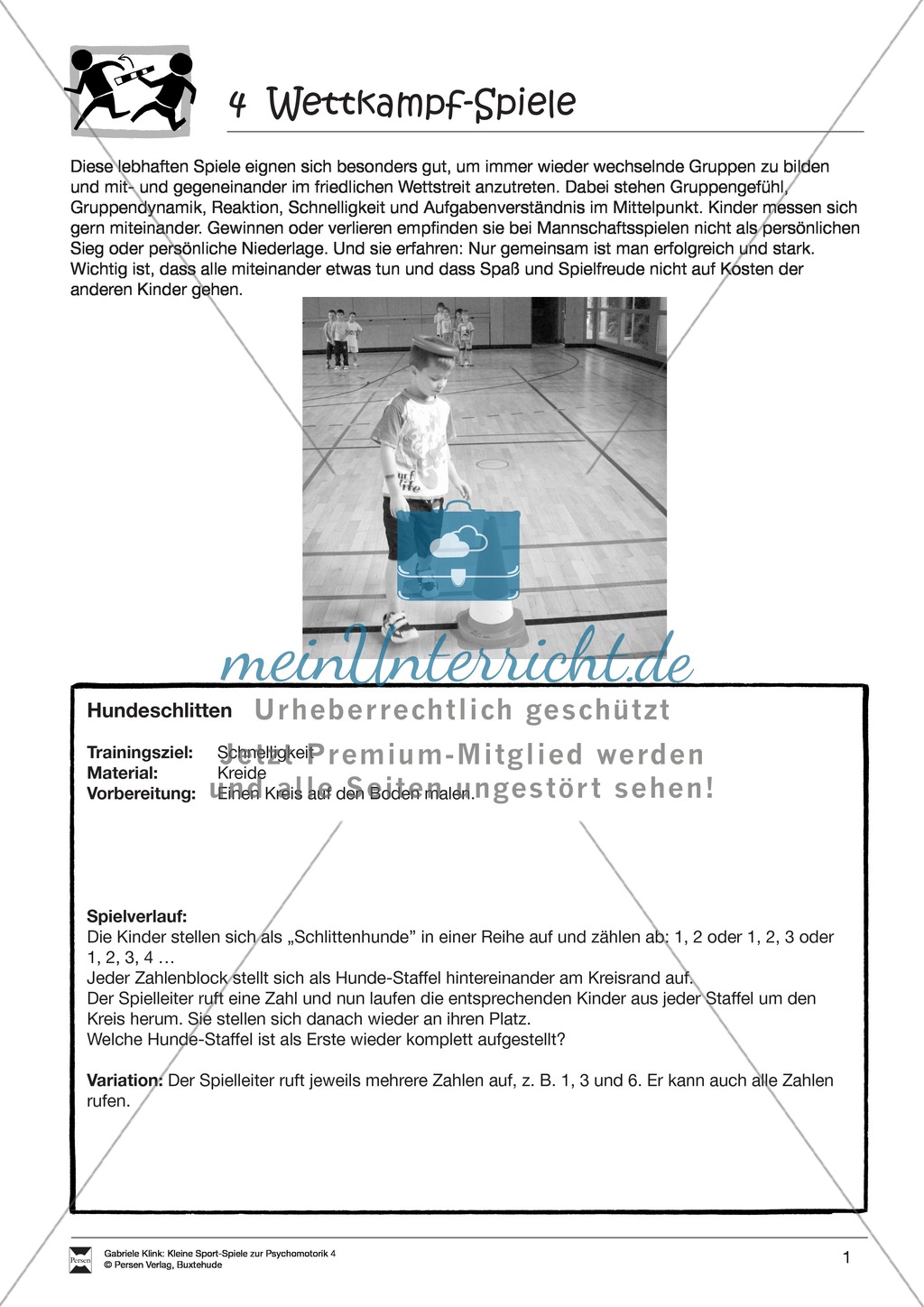Verschiedene kleine Wettkampf-Spiele zur Psychomotorik Preview 1