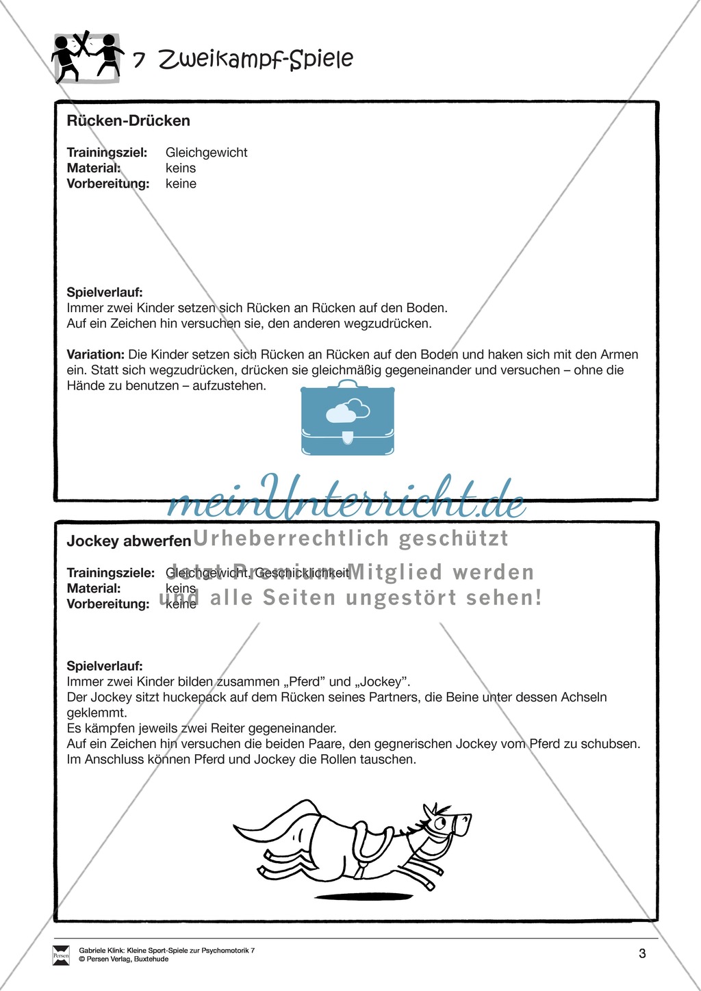 Verschiedene kleine Zweikampf-Spiele zur Psychomotorik Preview 3
