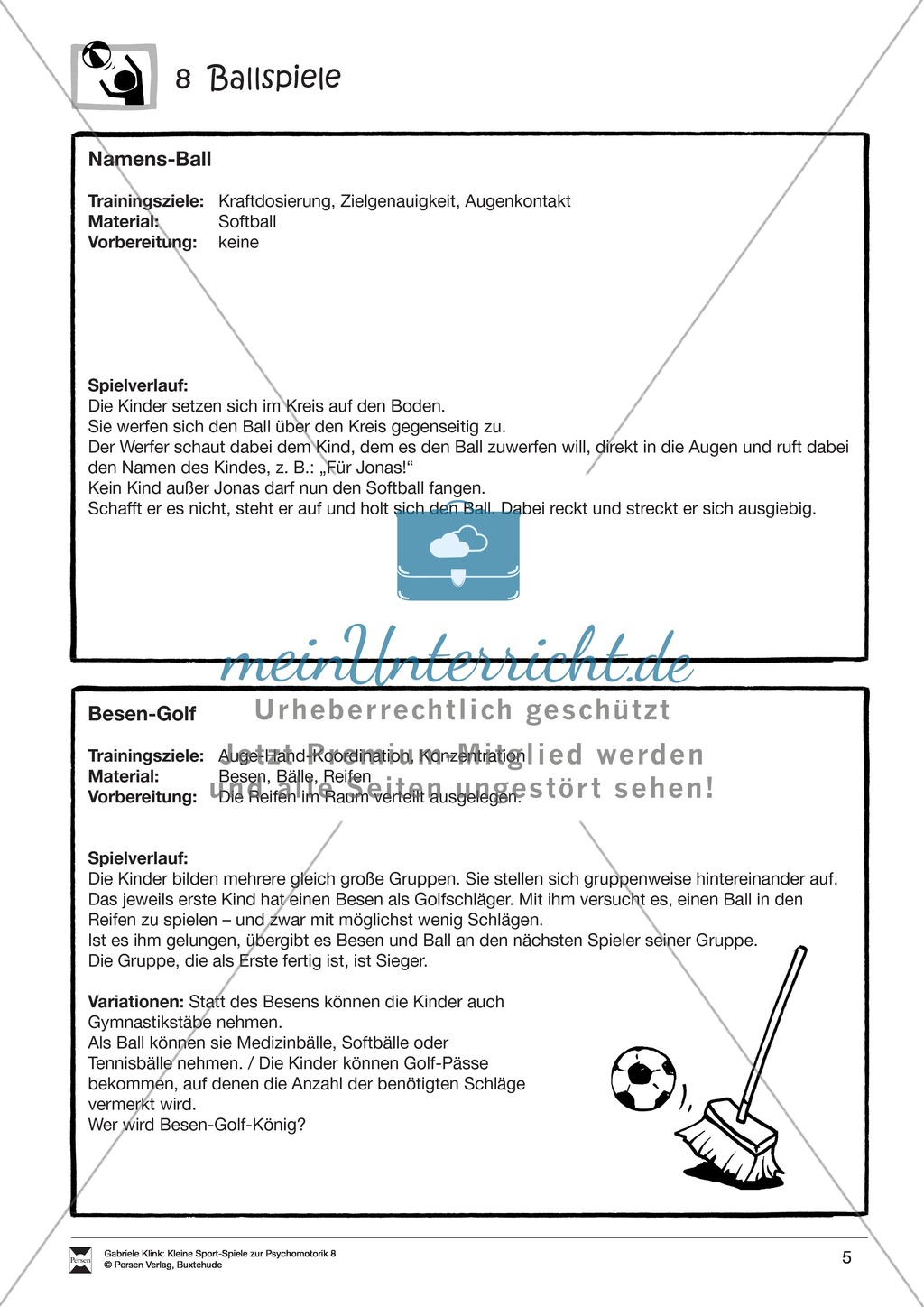 Verschiedene kleine Ballspiele zur Psychomotorik Preview 5
