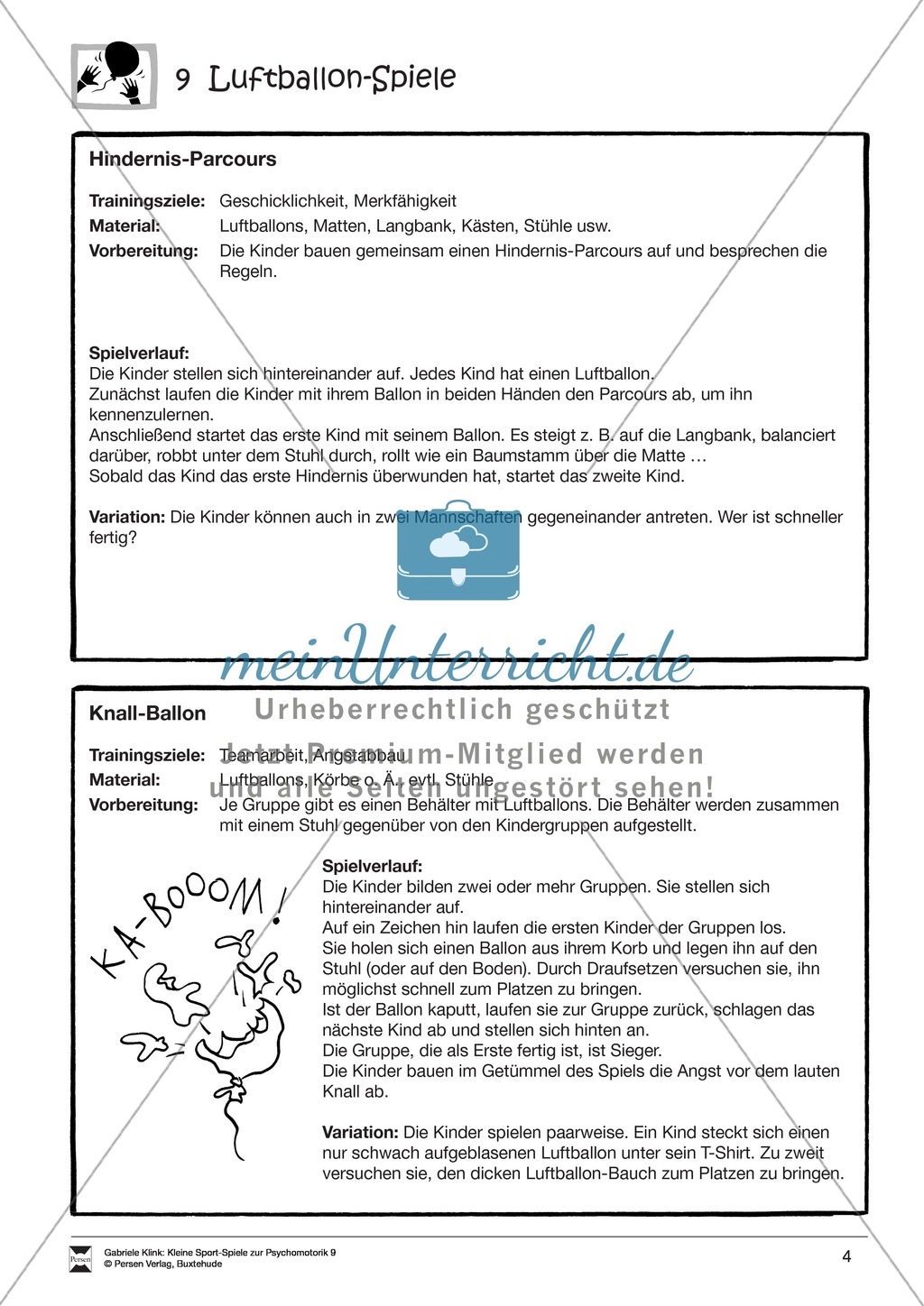 Verschiedene kleine Luftballonspiele zur Psychomotorik Preview 4