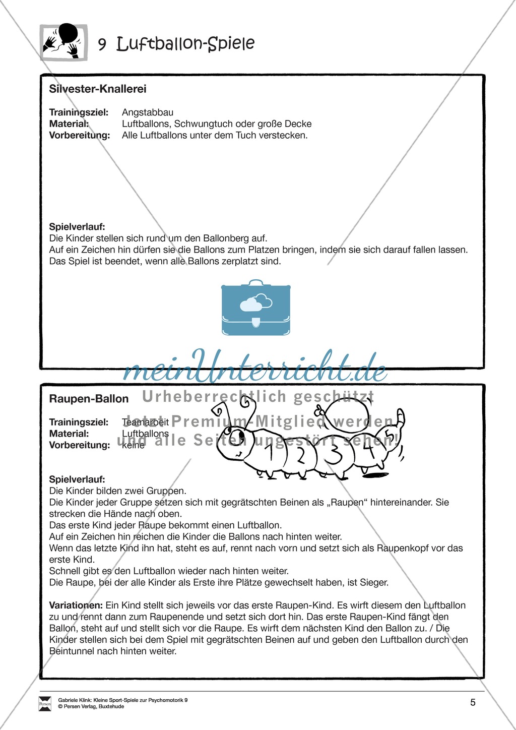 Verschiedene kleine Luftballonspiele zur Psychomotorik Preview 5