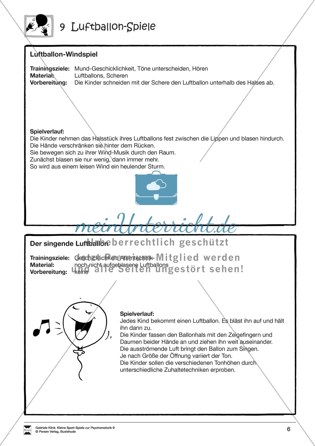 Verschiedene kleine Luftballonspiele zur Psychomotorik Preview 6