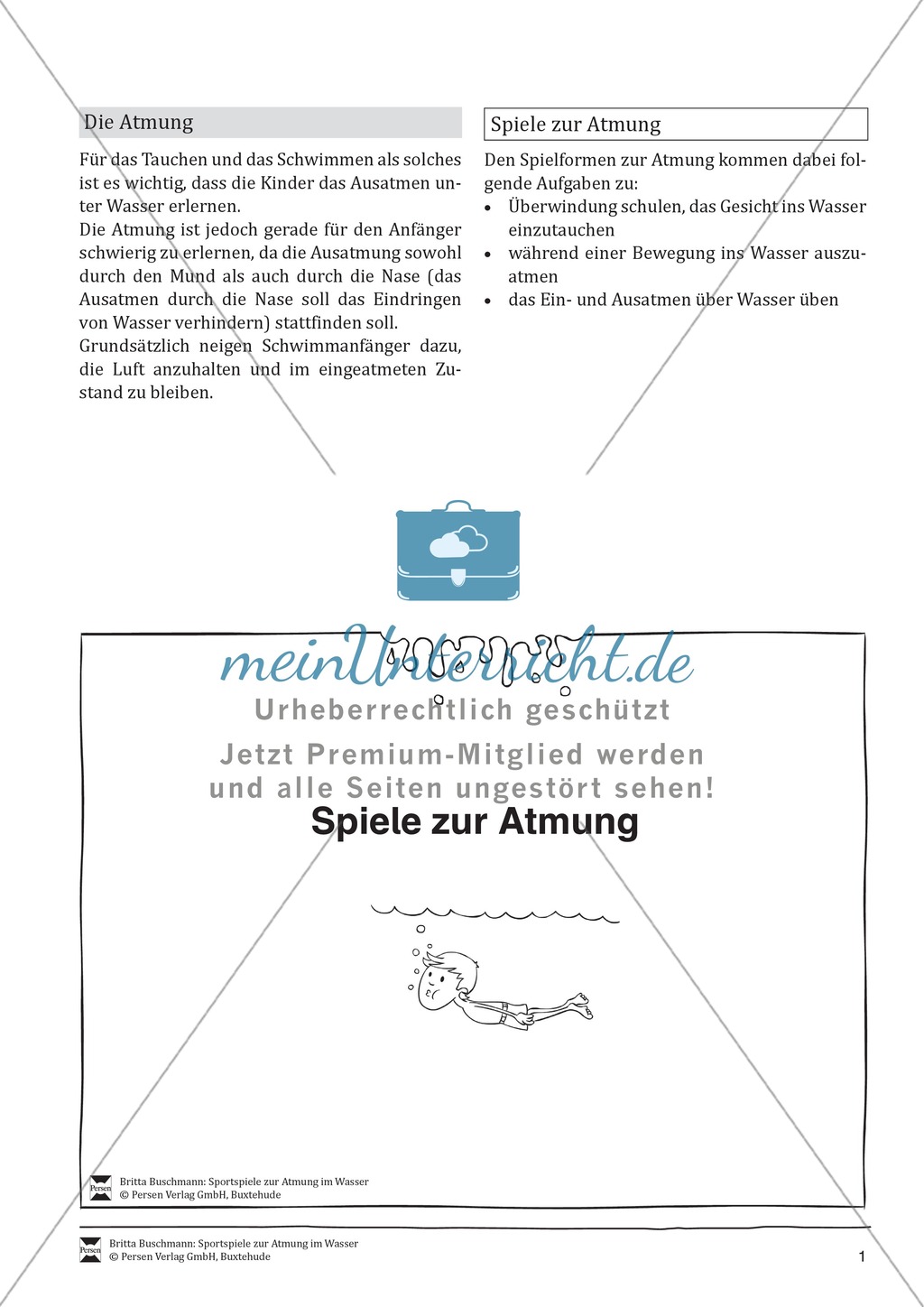Spiele zur Übung des Ausatmens unter Wasser Preview 1
