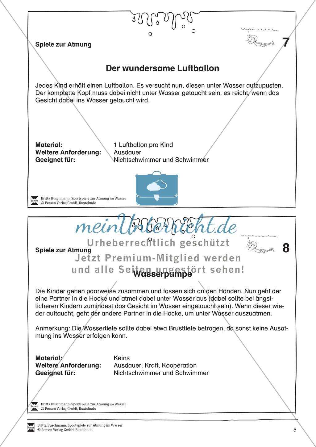 Spiele zur Übung des Ausatmens unter Wasser Preview 5