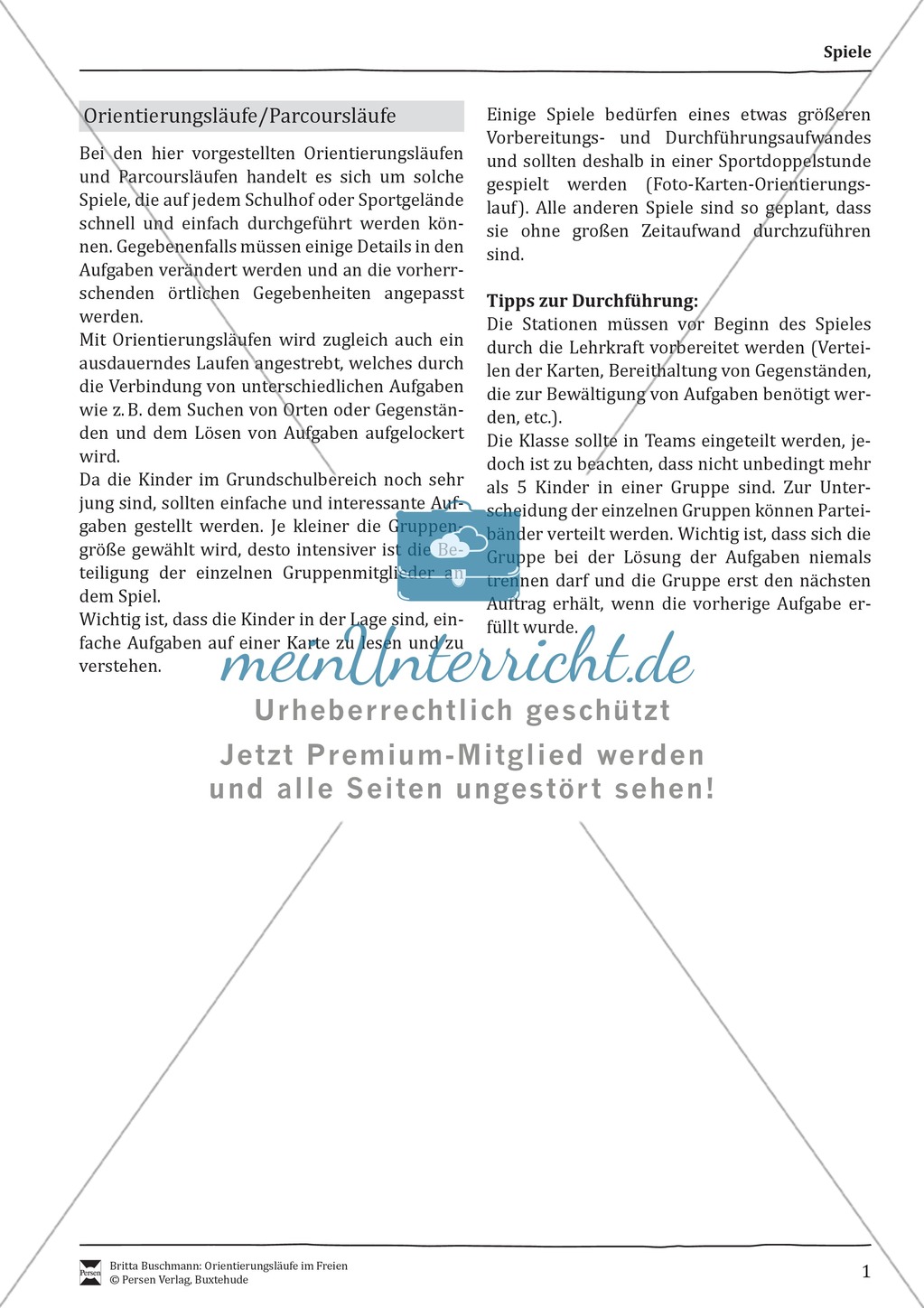 Orientierungsläufe und Parcoursläufe - sechs verschiedene Laufspiele zur Förderung der Orientierung, Schnelligkeit, Ausdauer Preview 1