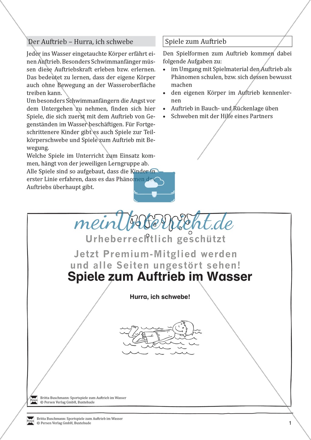 Sportspiele zum Auftrieb im Wasser - das Phänomen Auftrieb an Gegenständen und dem eigenen Körper entdecken Preview 1