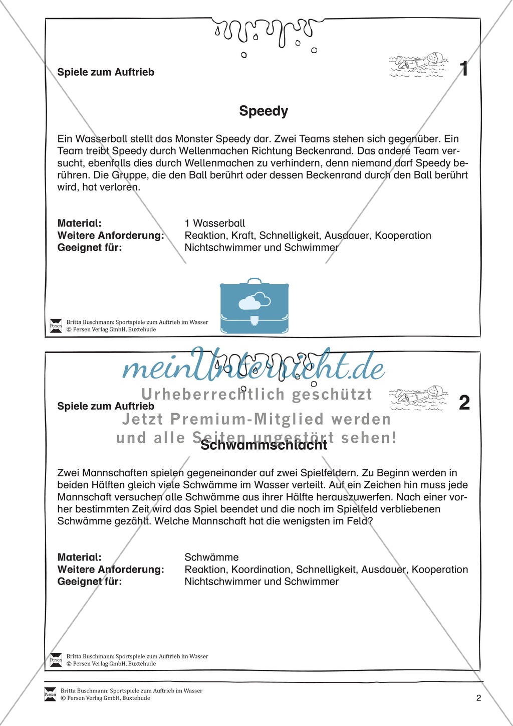 Sportspiele zum Auftrieb im Wasser - das Phänomen Auftrieb an Gegenständen und dem eigenen Körper entdecken Preview 2