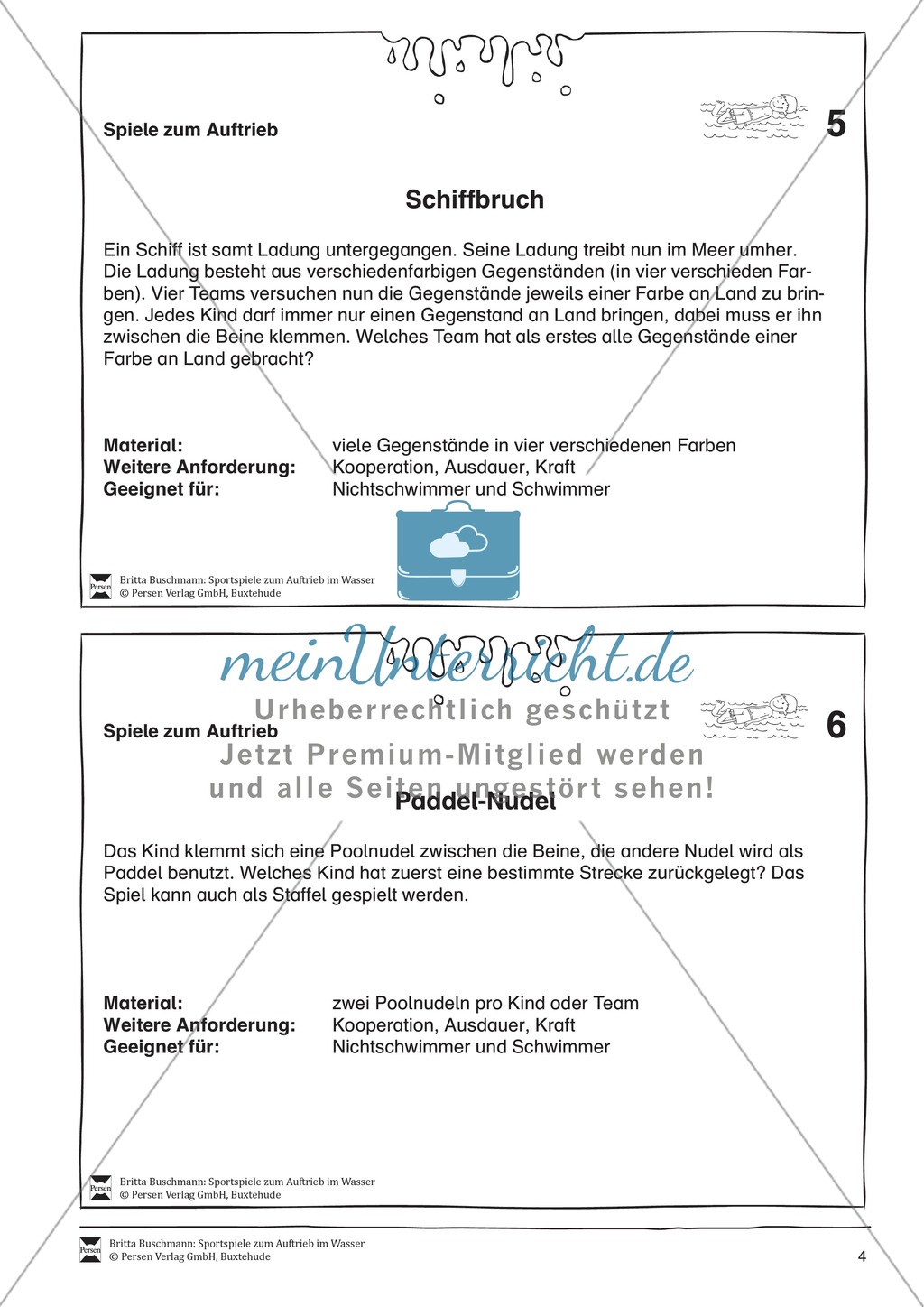 Sportspiele zum Auftrieb im Wasser - das Phänomen Auftrieb an Gegenständen und dem eigenen Körper entdecken Preview 4