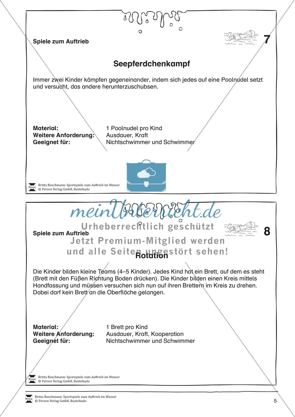 Sportspiele zum Auftrieb im Wasser - das Phänomen Auftrieb an Gegenständen und dem eigenen Körper entdecken Preview 5