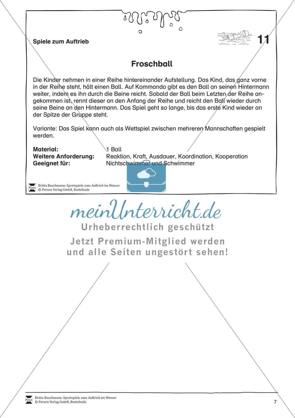 Sportspiele zum Auftrieb im Wasser - das Phänomen Auftrieb an Gegenständen und dem eigenen Körper entdecken Preview 7