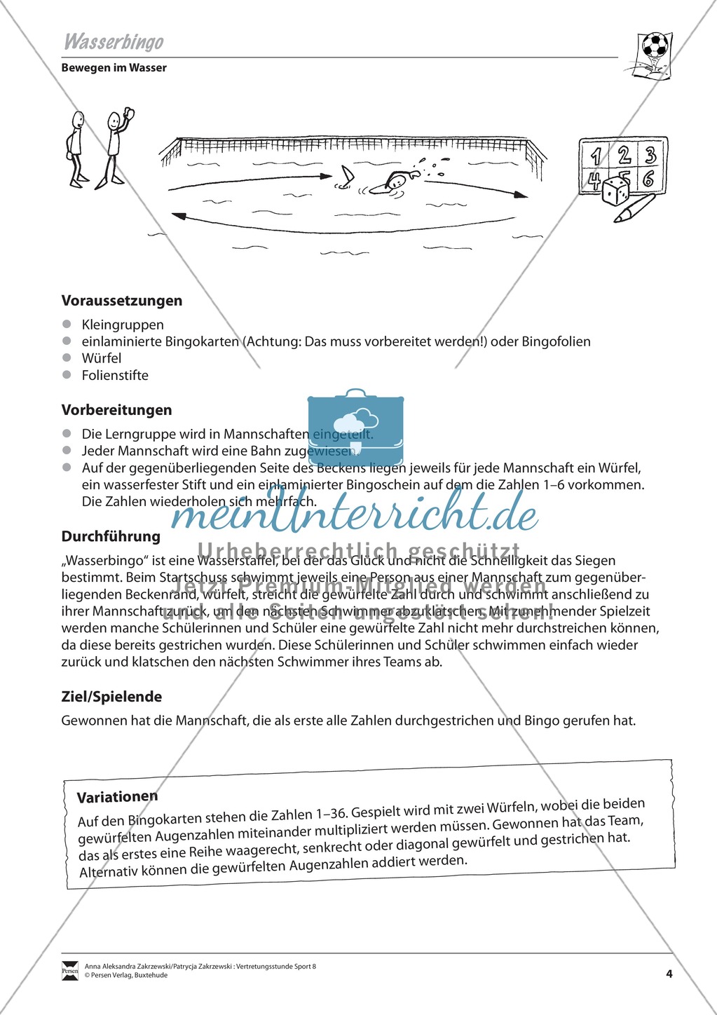 Abwechslung im Schwimmunterricht - Bewegungsspiele im Wasser Preview 4
