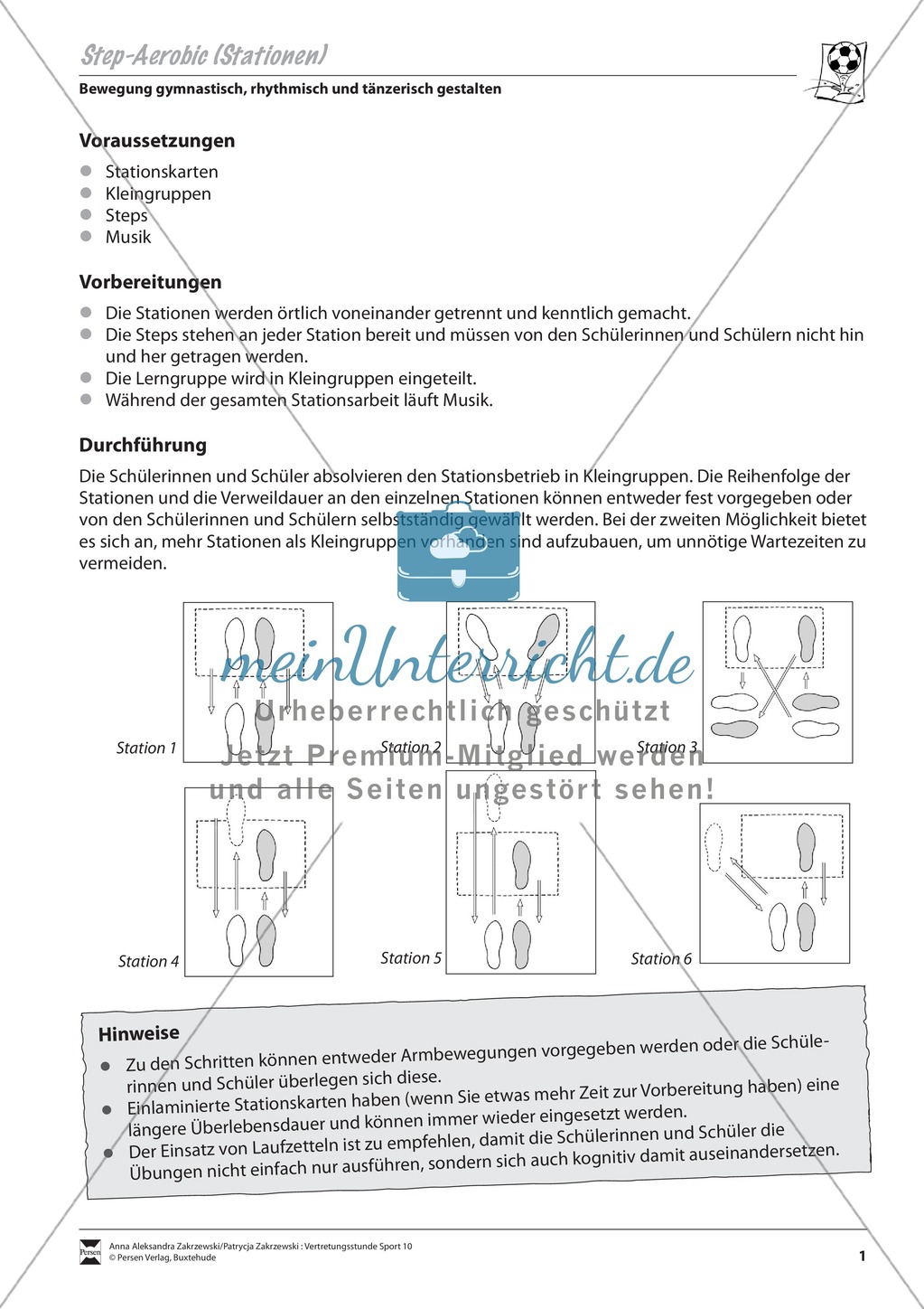 Step Aerobic - Stationen zum Erlernen der Grundschritte Preview 1
