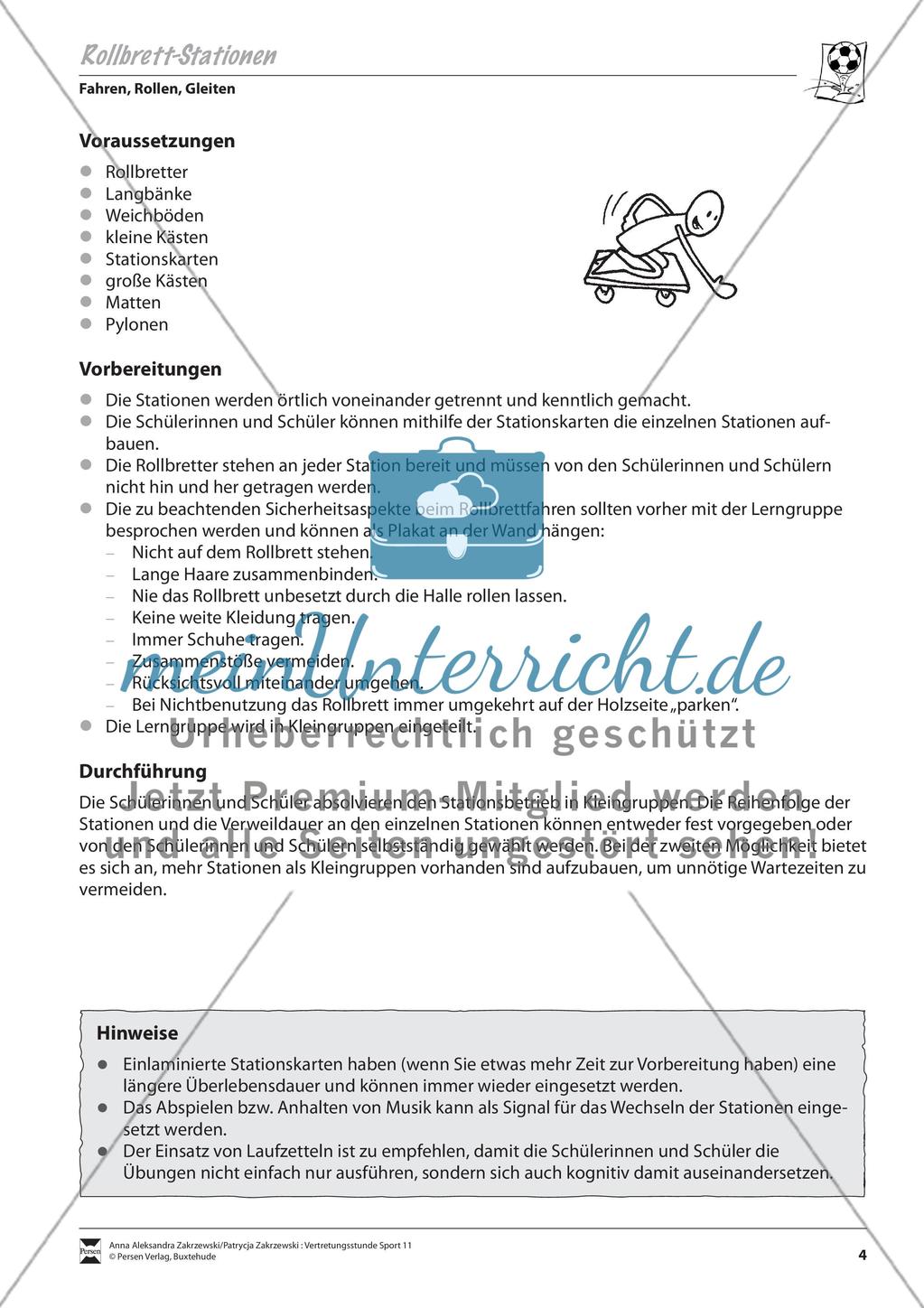 Parcourfahren mit dem Rollbrett - Stationsarbeit Preview 1