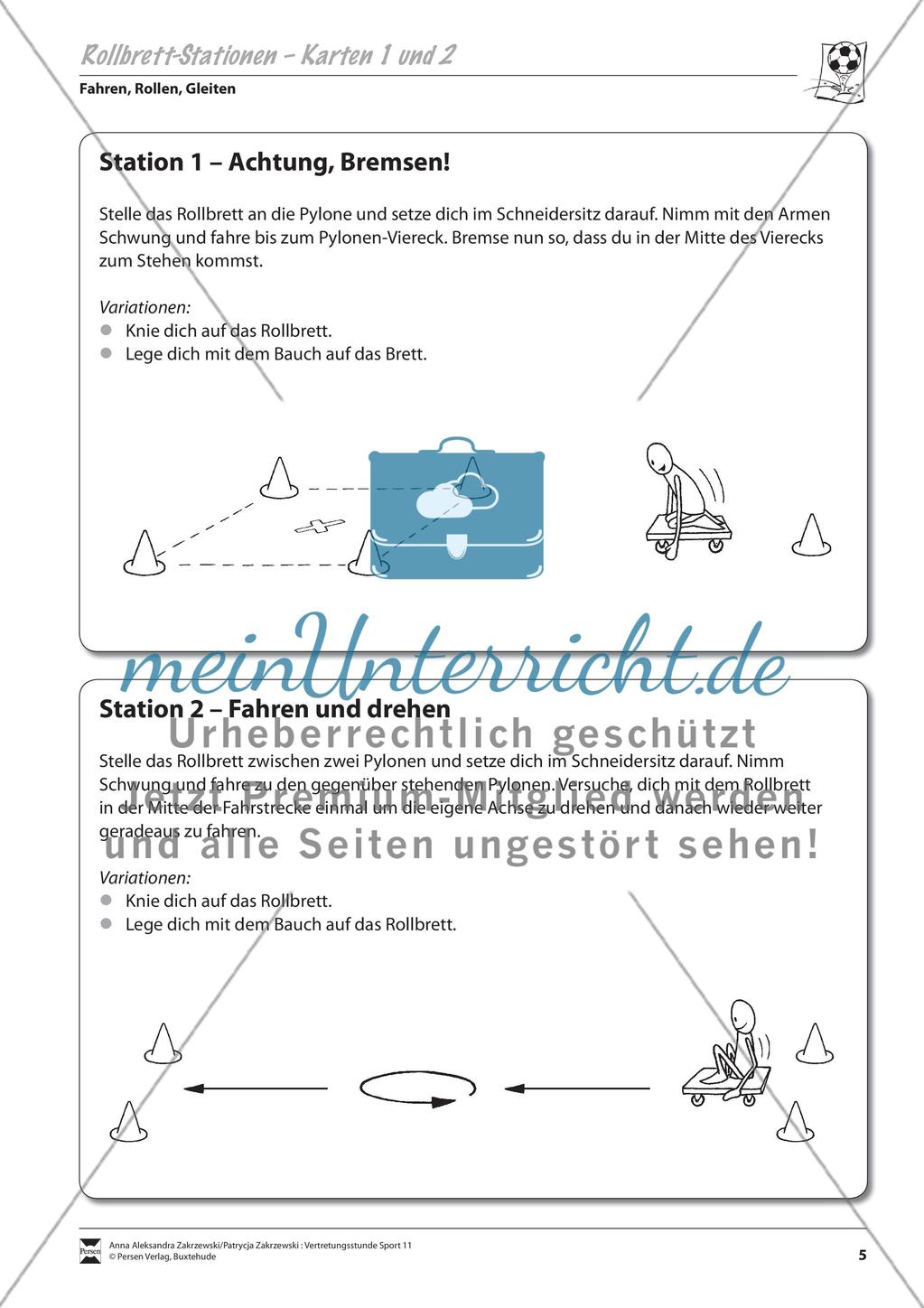 Parcourfahren mit dem Rollbrett - Stationsarbeit Preview 2