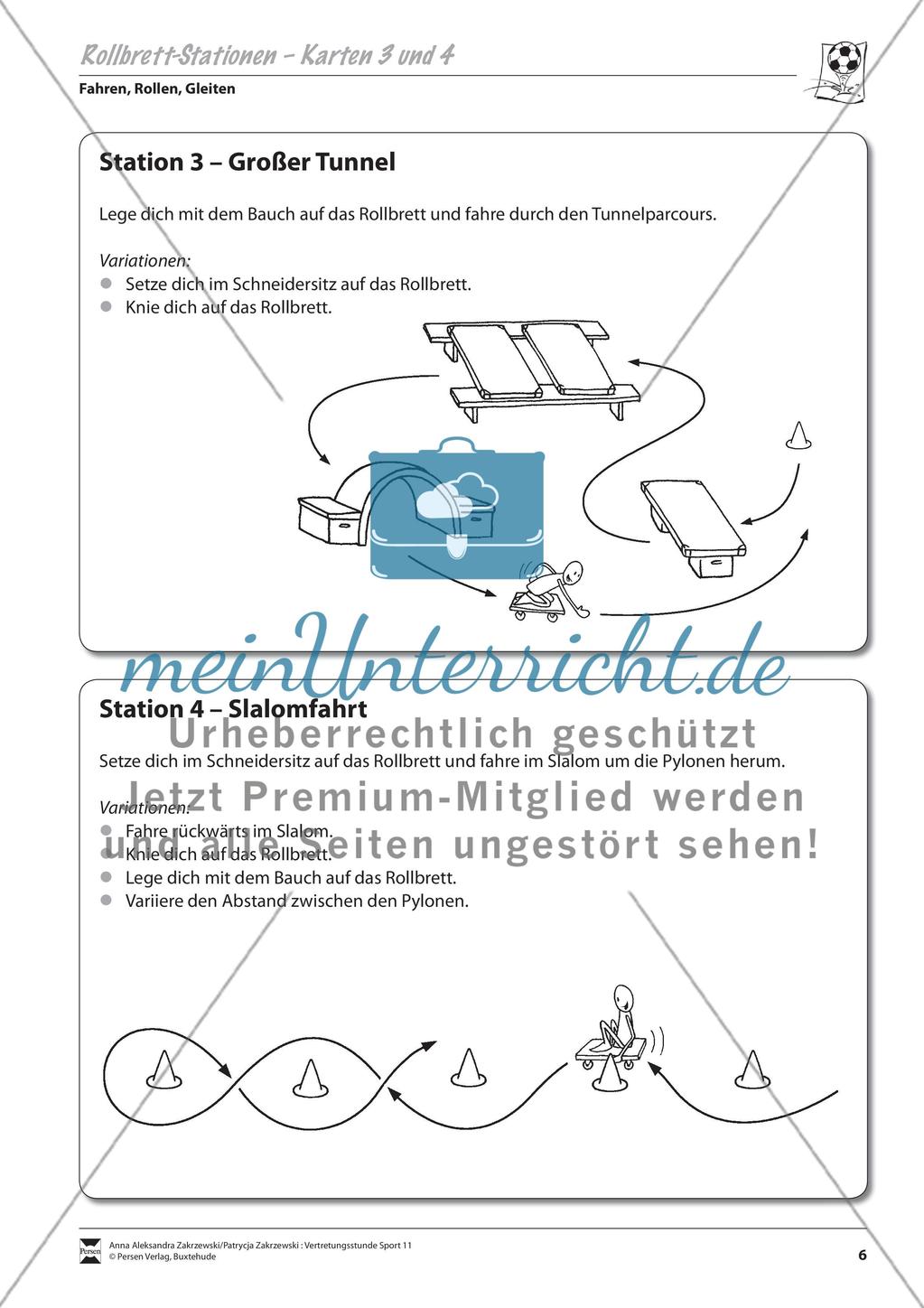 Parcourfahren mit dem Rollbrett - Stationsarbeit Preview 3