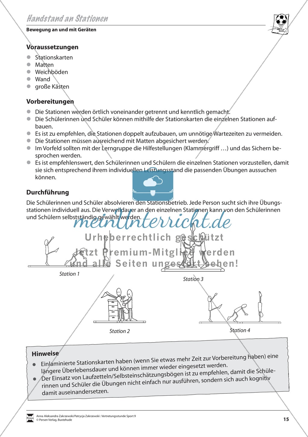 Trainingeinheit zum Handstand mit vier Stationen Preview 1