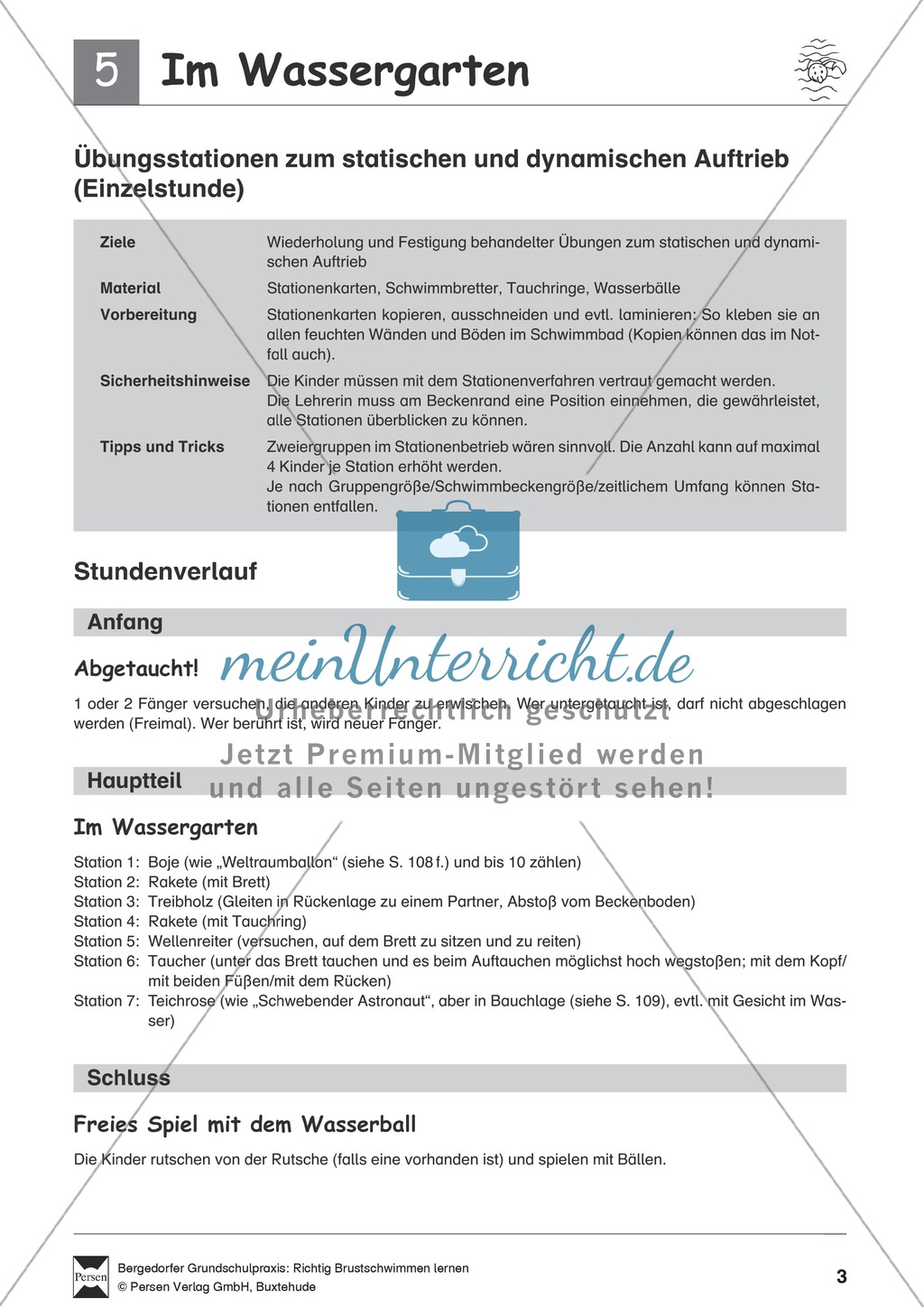 Brustschwimmen schrittweise lernen: Eine Unterrichtseinheit mit Teilübungen Preview 3