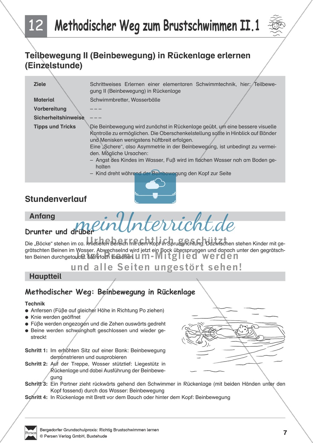 Brustschwimmen schrittweise lernen: Eine Unterrichtseinheit mit Teilübungen Preview 7