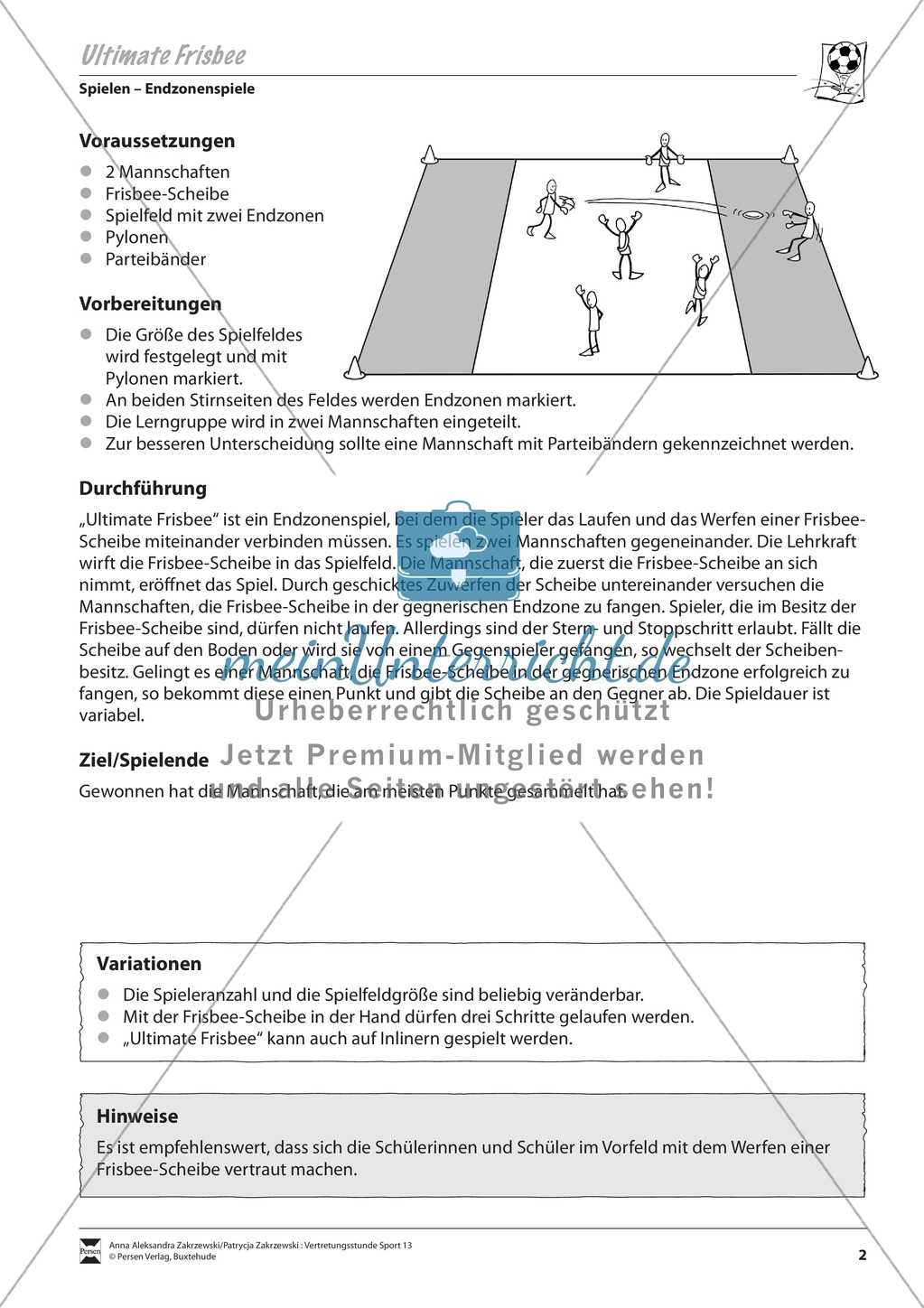 Endzonenspiele - Ball hinter die Linie + Ultimate Frisbee Preview 2