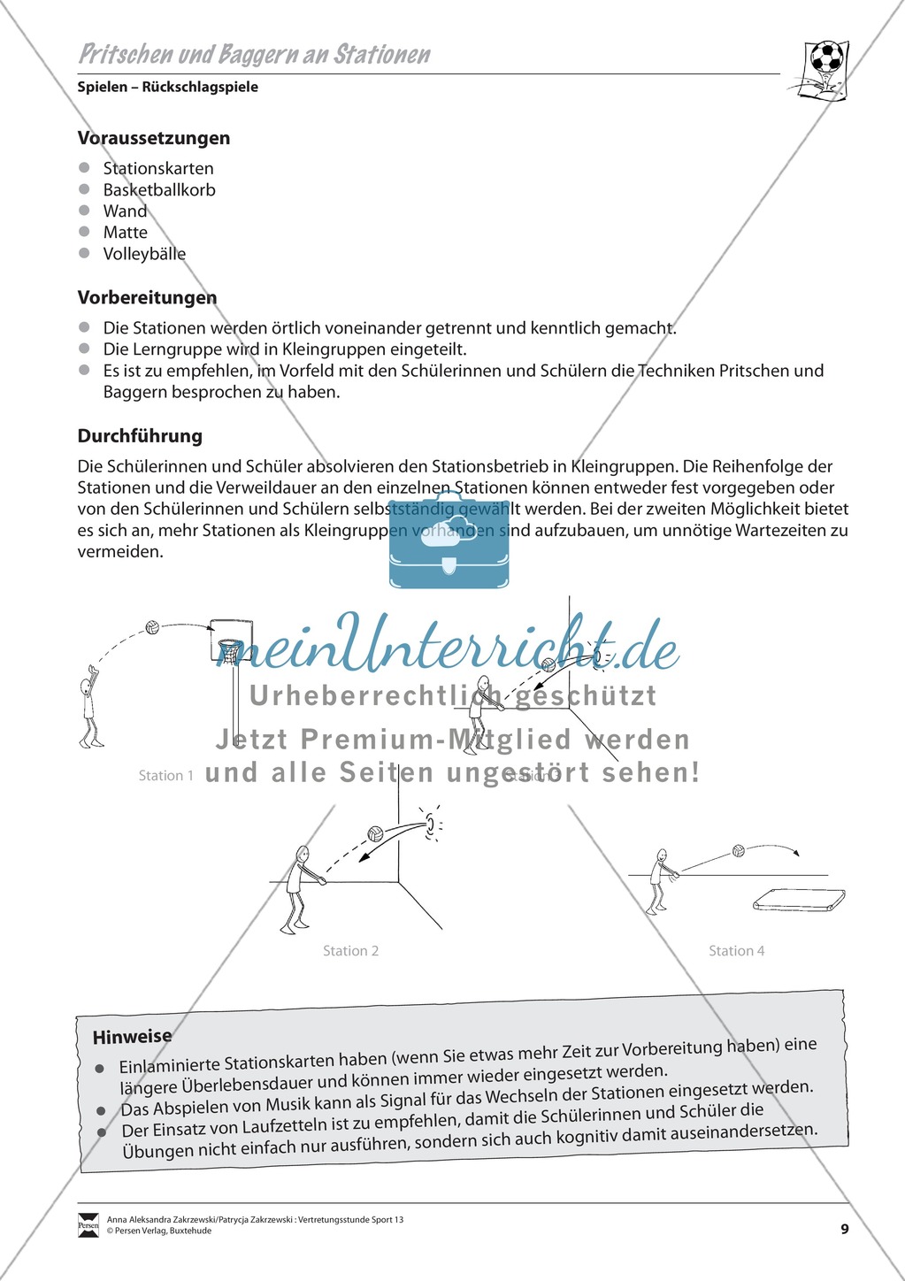 Pritschen und Baggern an Stationen Preview 1