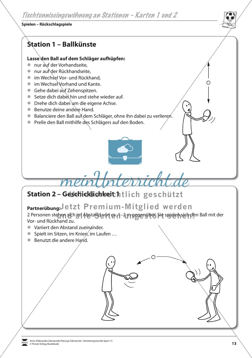 Tischtenniseingewöhnung an Stationen Preview 2