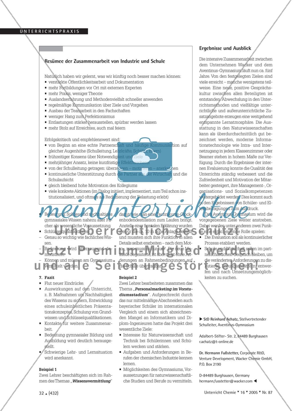 Schule 2000 - Zusammenarbeit zwischen der Wacker-Chemie GmbH und dem Aventinus-Gymnasium in Burghausen Preview 4