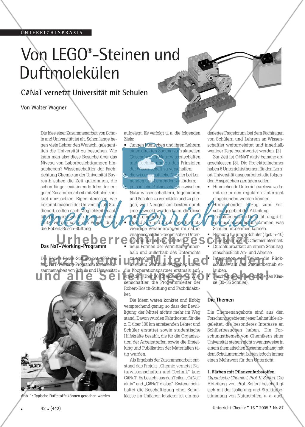 Von LEGO®-Steinen und Duftmolekülen - C#NaT vernetzt Universität mit Schulen Preview 1