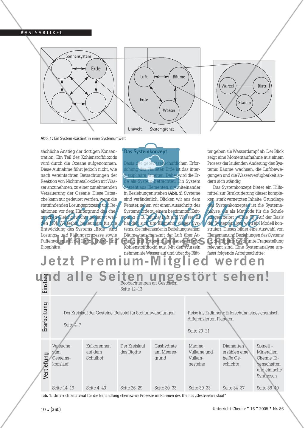 Chemieunterricht im Kontext des Gesteinskreislaufs Anwendung und