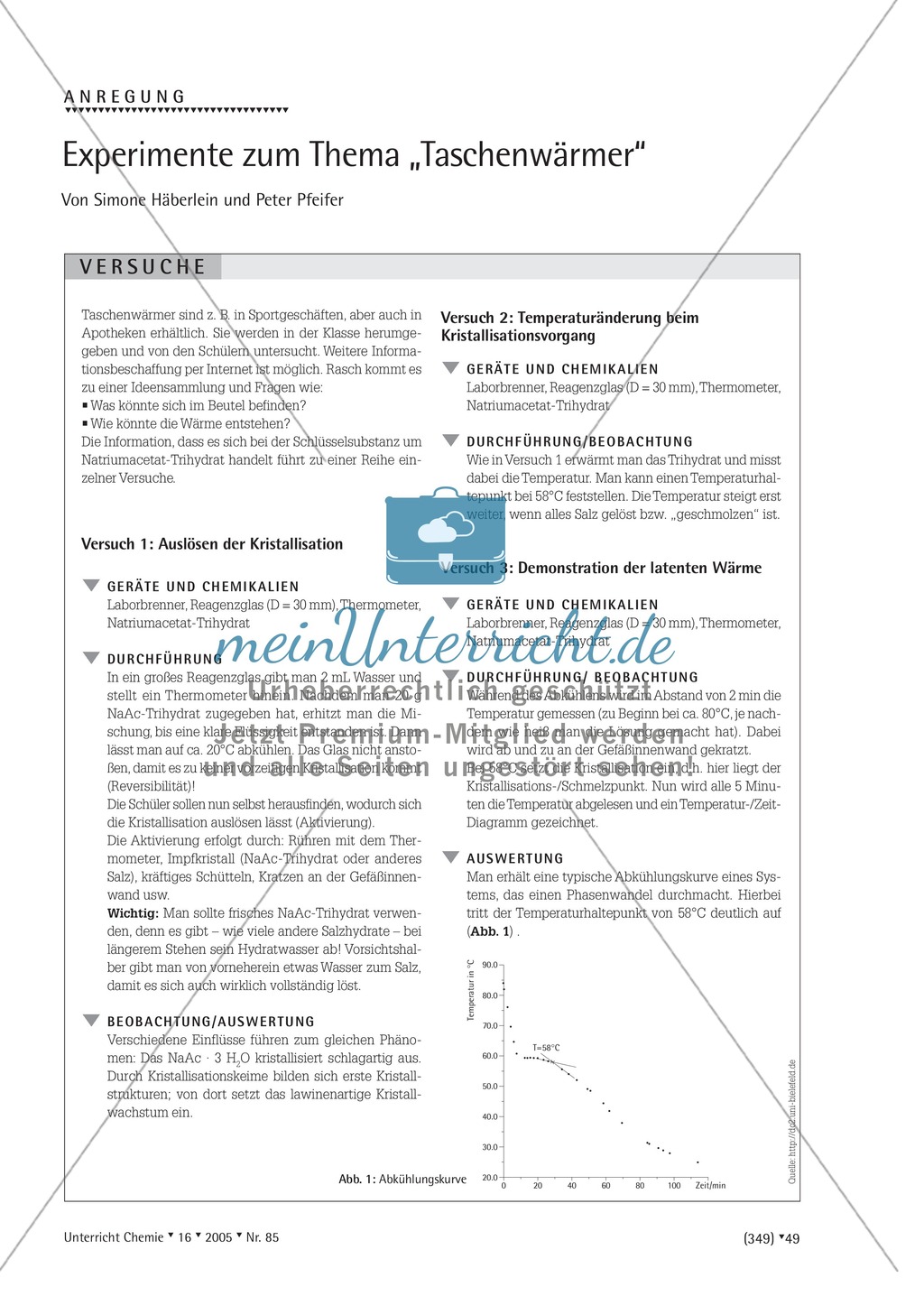 Versuche zum Thema Energie bei chemischen Reaktionen: Taschenwärmer, Streichholz Preview 1