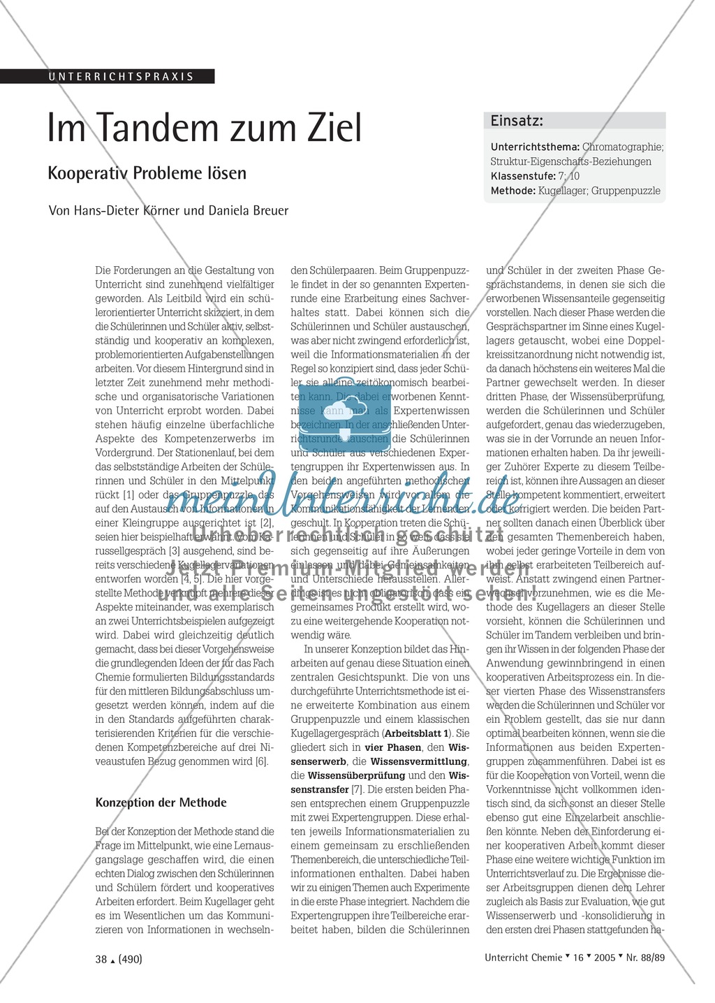 Die Methode des Tandems - Chromatographie Preview 1