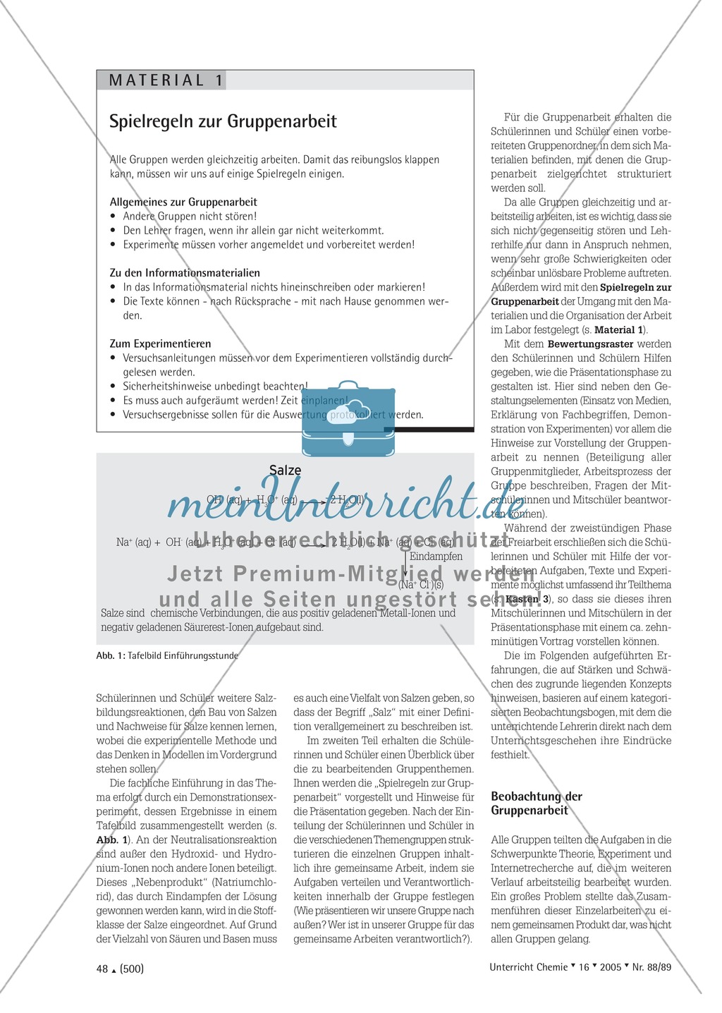 Wahldifferenzierter Chemieunterricht durch Gruppenarbeit: Unterrichtssequenz zum Thema Salze Preview 2