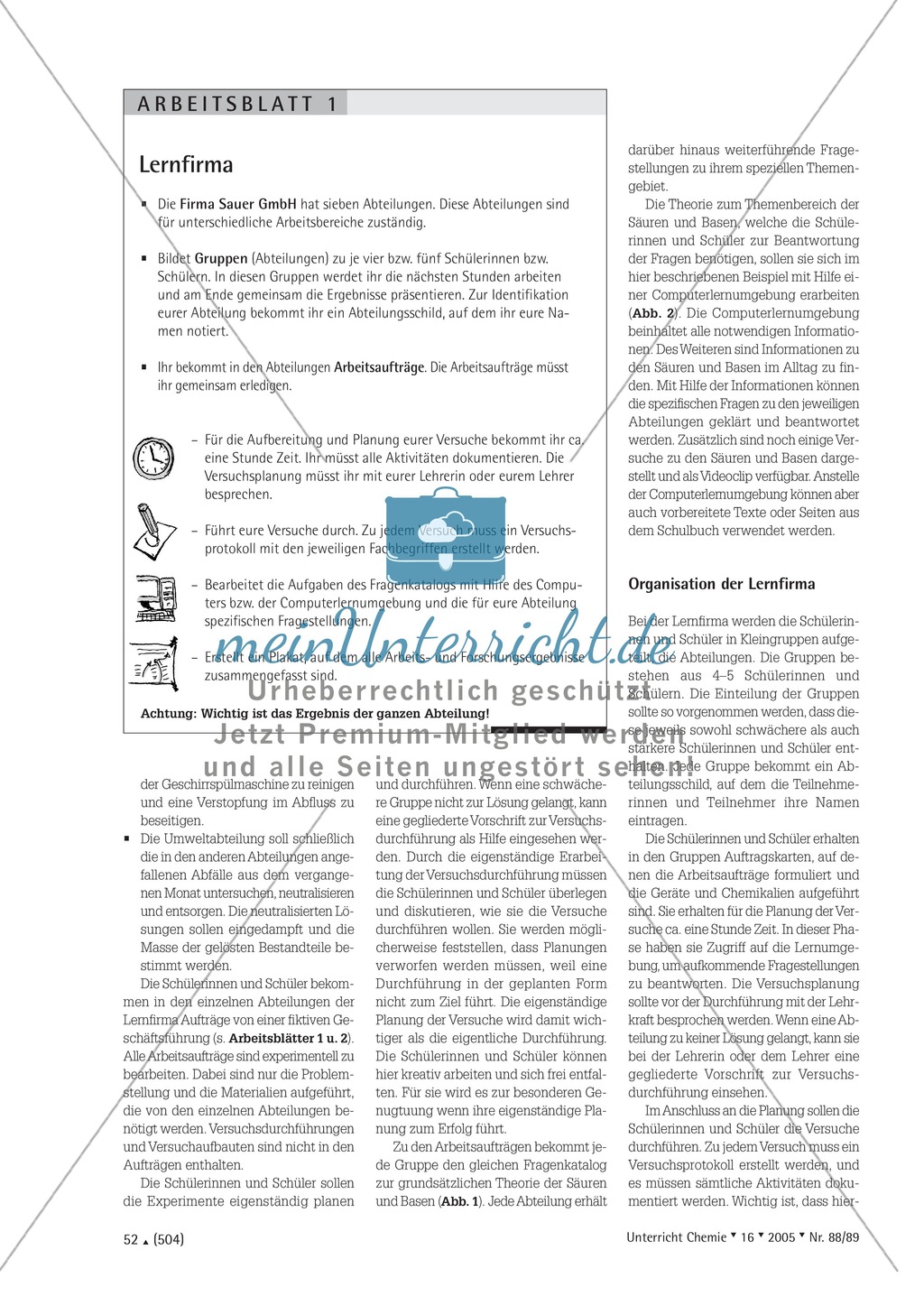 Unterrichtsmethode Lernfirma - Säuren und Basen mit Alltagsbezug Preview 2