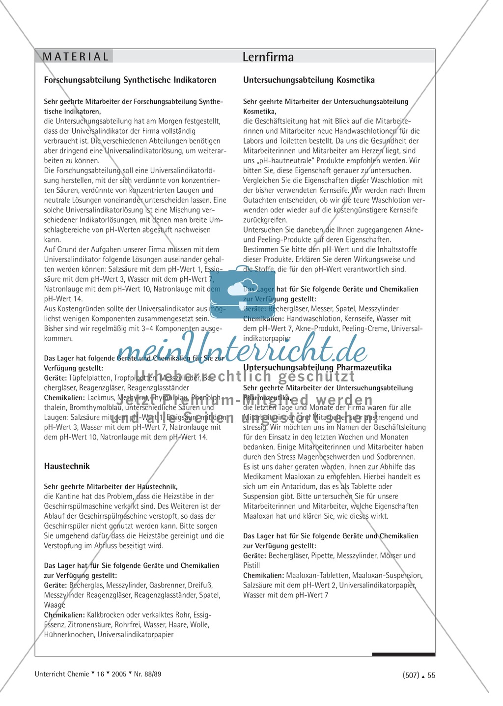 Unterrichtsmethode Lernfirma - Säuren und Basen mit Alltagsbezug Preview 5